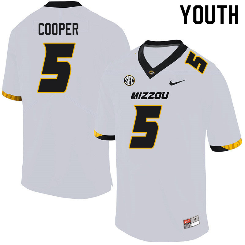Youth #5 Mookie Cooper Missouri Tigers College Football Jerseys Sale-White - Click Image to Close